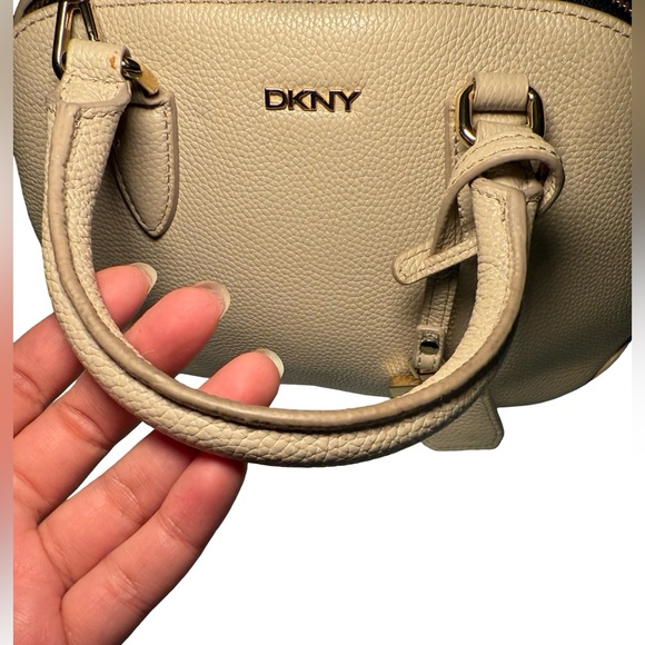 DKNY Beige Satchel with Gold Accents - Picture 5 of 16